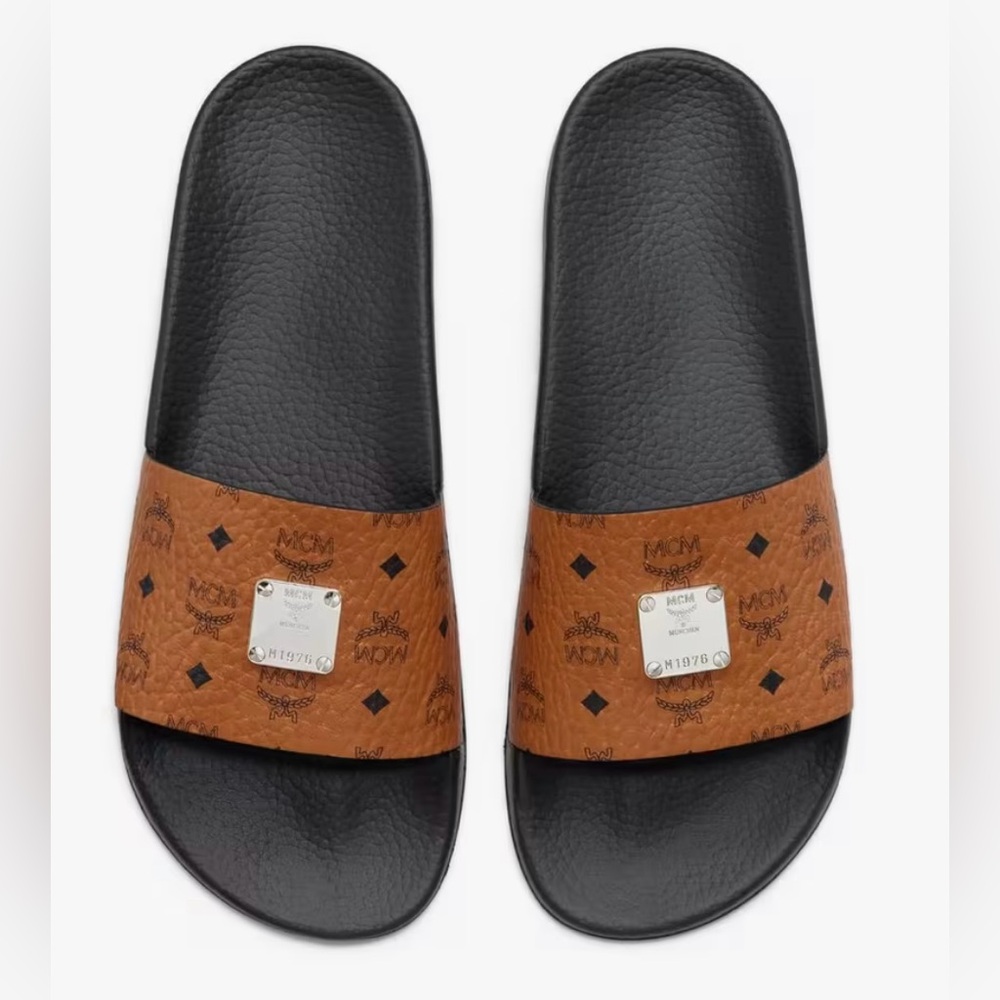 MCM Black and Brown Slide Sandals - Picture 2 of 16